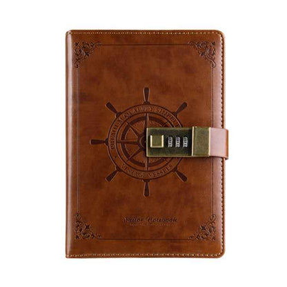 B6 Retro PU Cover Sailor Notebook Diary Book with Password Lock(Brown)