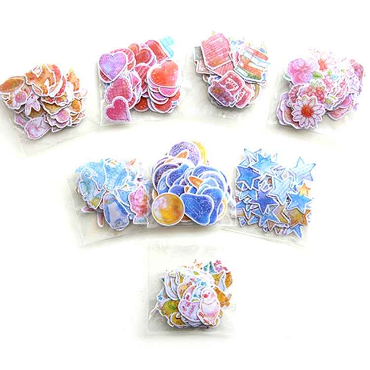 10 Packs Creative Waterproof PVC Sticker DIY Album Diary Watercolor Decorative Sticker, Random Delivery