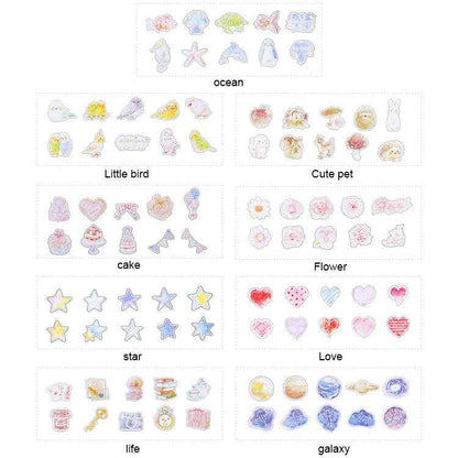 10 Packs Creative Waterproof PVC Sticker DIY Album Diary Watercolor Decorative Sticker, Random Delivery