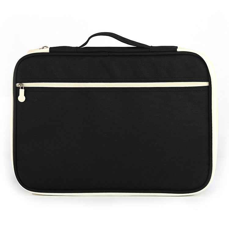 Office Supplies Multi-purpose Zipper Document Folder A4 Storage Bag(Black)