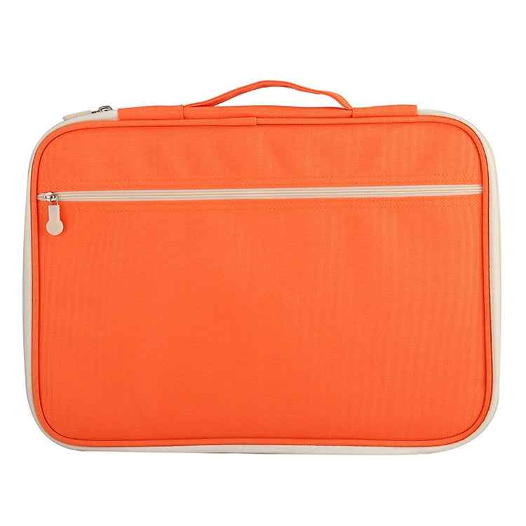 Office Supplies Multi-purpose Zipper Document Folder A4 Storage Bag(Orange)