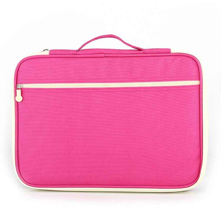 Office Supplies Multi-purpose Zipper Document Folder A4 Storage Bag(Pink)