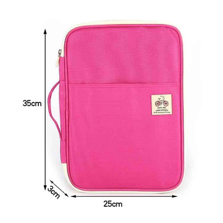 Office Supplies Multi-purpose Zipper Document Folder A4 Storage Bag(Pink)