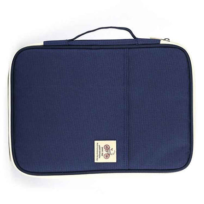 Office Supplies Multi-purpose Zipper Document Folder A4 Storage Bag(Navy Blue)