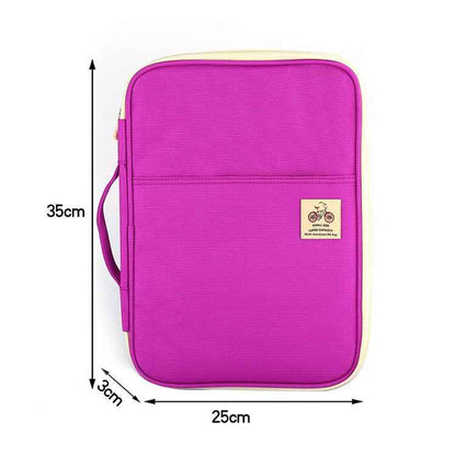 Office Supplies Multi-purpose Zipper Document Folder A4 Storage Bag(Purple)