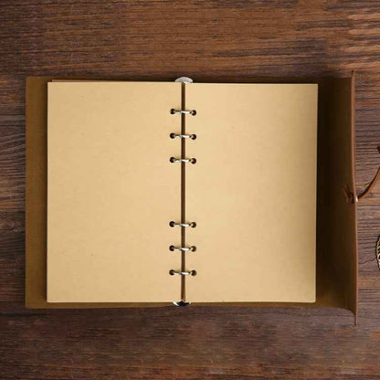 Creative Retro Autumn Leaves Pattern Loose-leaf Travel Diary Notebook, Size: L (Brown)