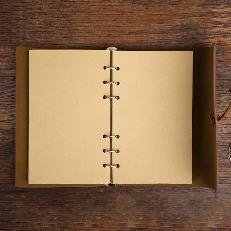 Creative Retro Autumn Leaves Pattern Loose-leaf Travel Diary Notebook, Size: M (Red)