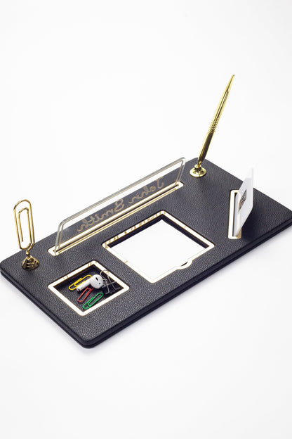 Organizer Leather Desk Nameplate Gold Detailed