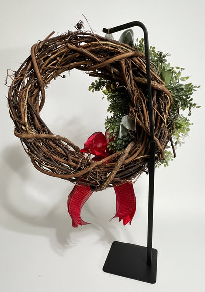 Handmade Rose Grapevine Wreath with Plaid Bow