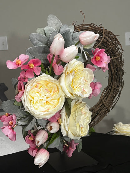 Handcrafted Summer Everyday Floral Grapevine Wreath