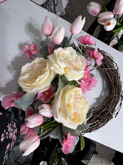 Handcrafted Summer Everyday Floral Grapevine Wreath