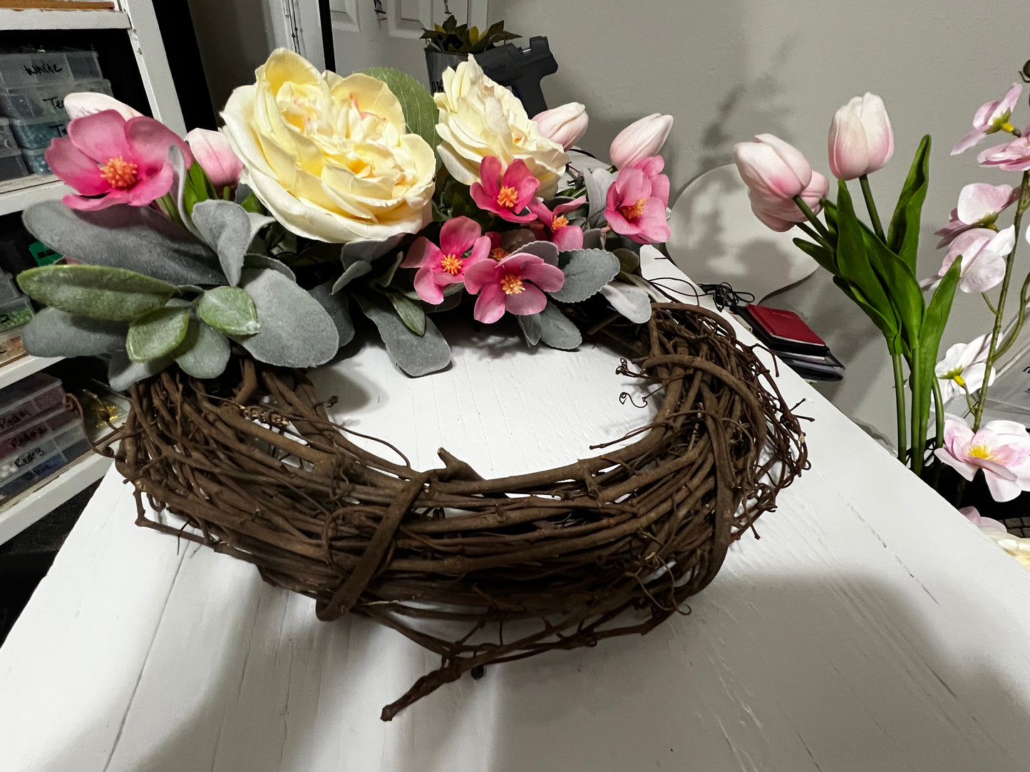 Handcrafted Summer Everyday Floral Grapevine Wreath
