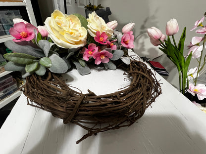 Handcrafted Summer Everyday Floral Grapevine Wreath