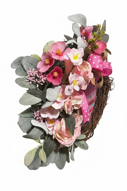 Pink Floral Easter Grapevine Wreath