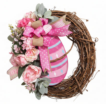 Pink Floral Easter Grapevine Wreath