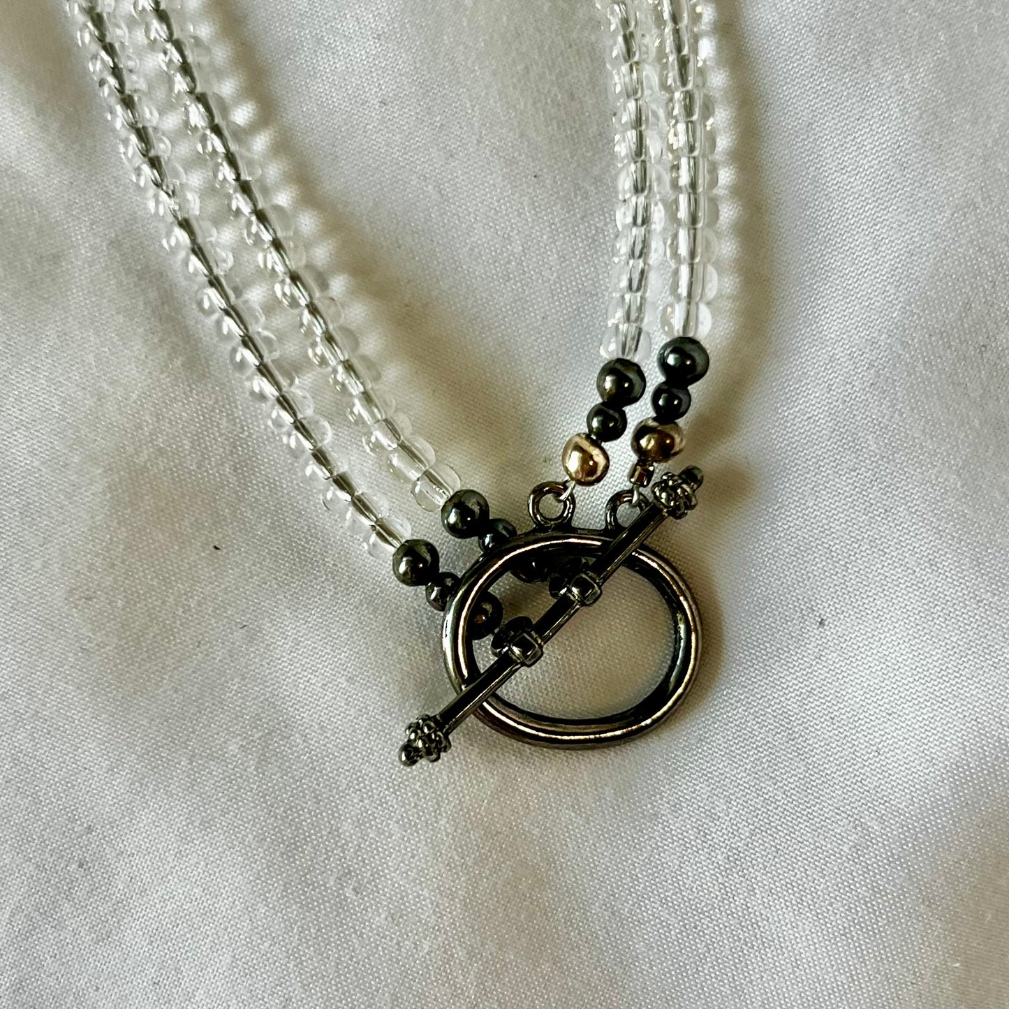 Vintage Modern Green & Crystal Necklace