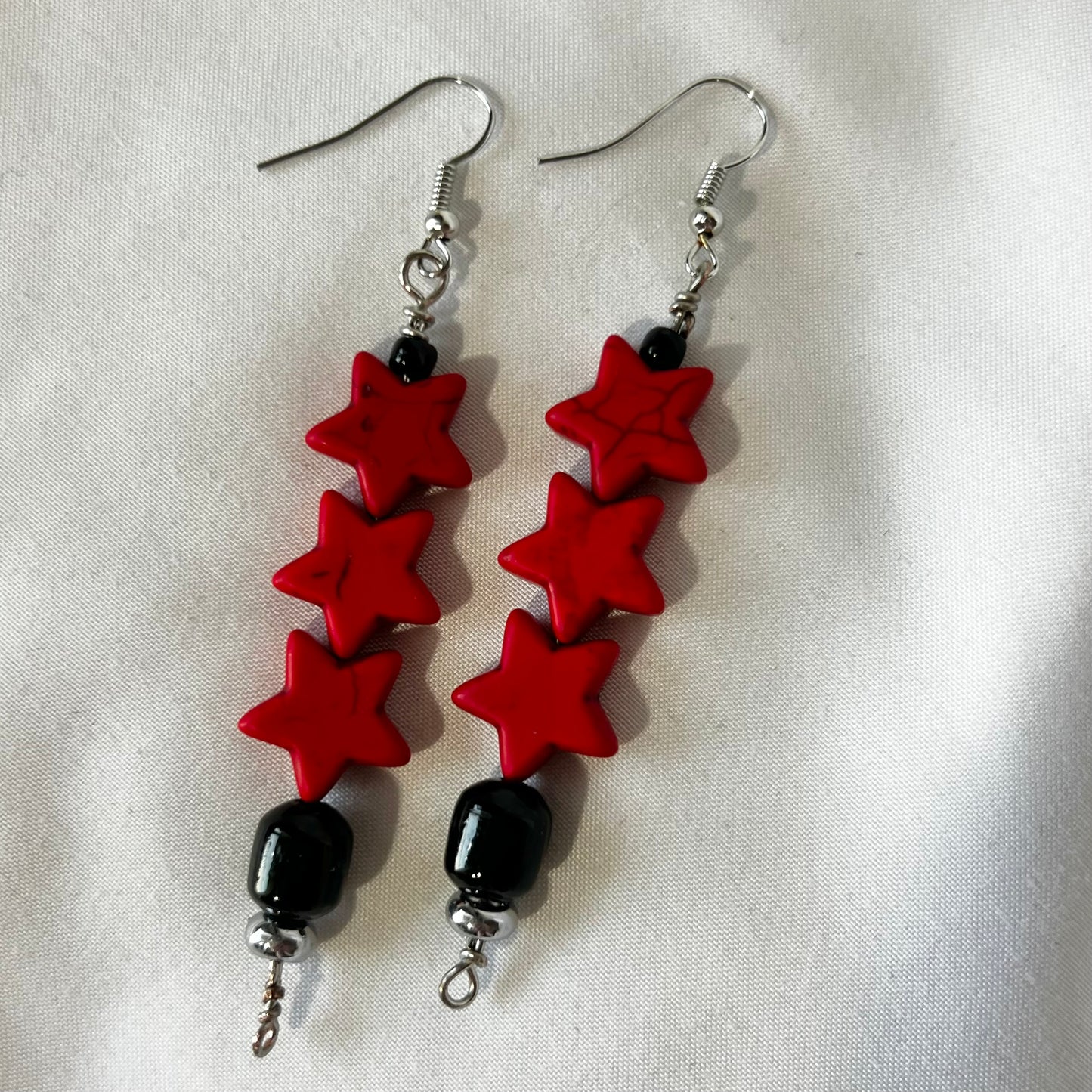 Chunky Red & Black Beaded Star Jewelry Set