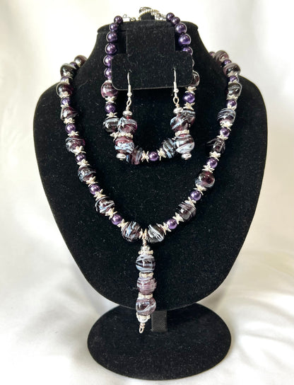 Purple Swirl Jewelry Set