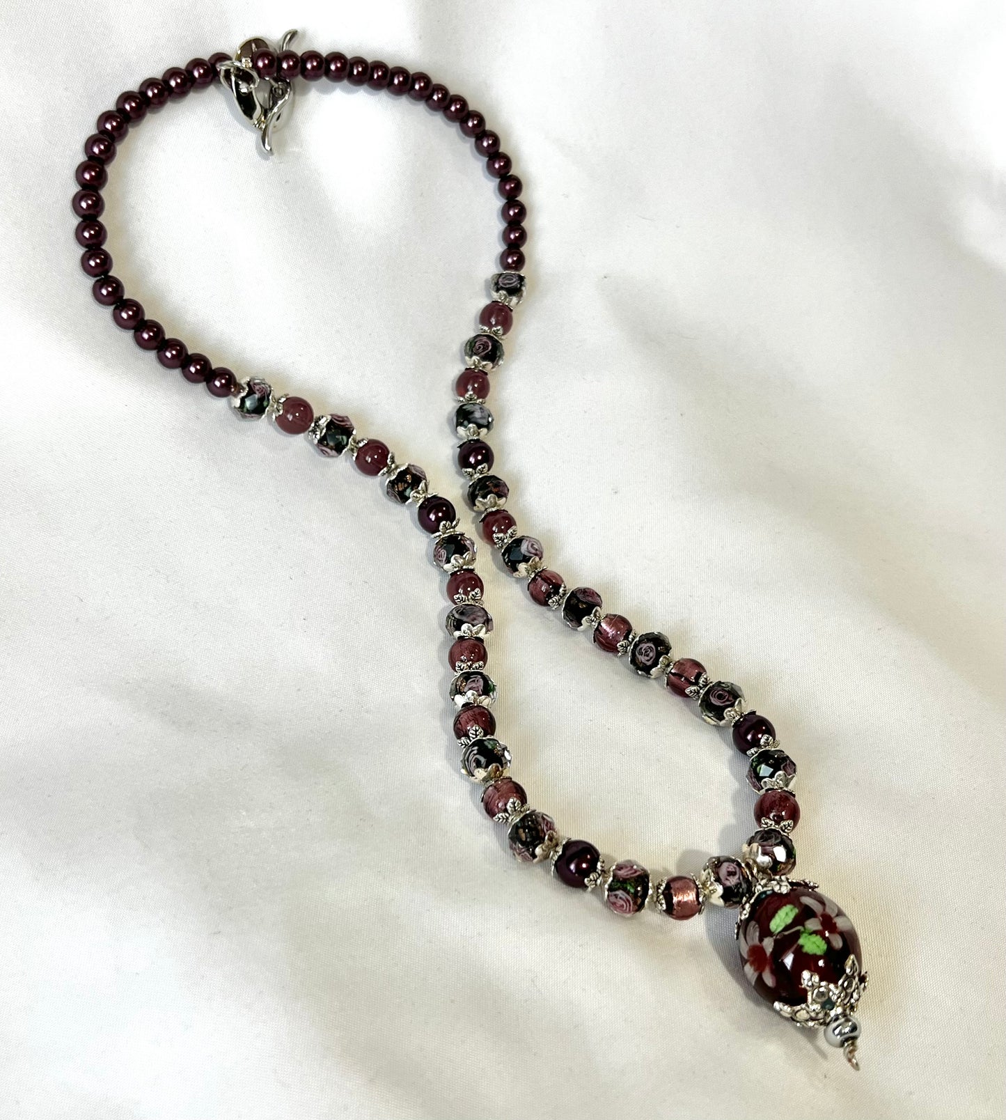 Handcrafted Floral Lampwork Jewelry Set