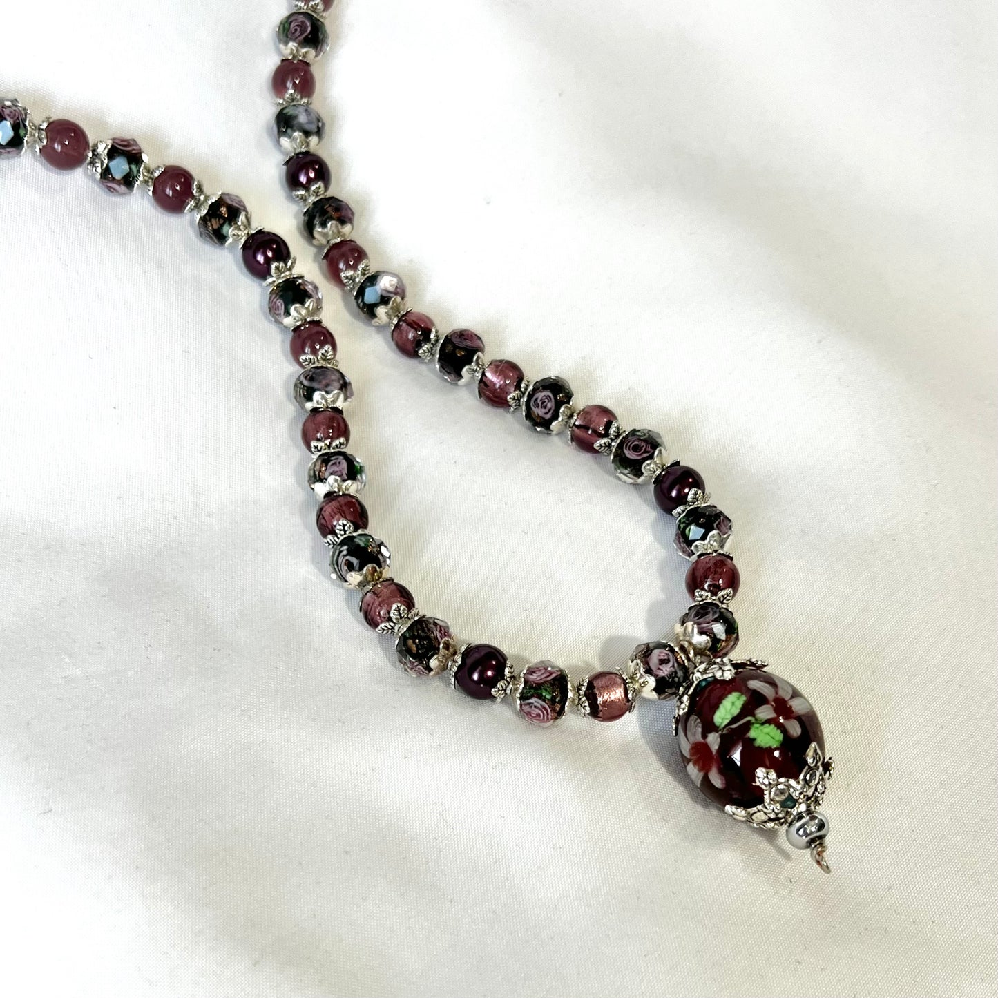 Handcrafted Floral Lampwork Jewelry Set