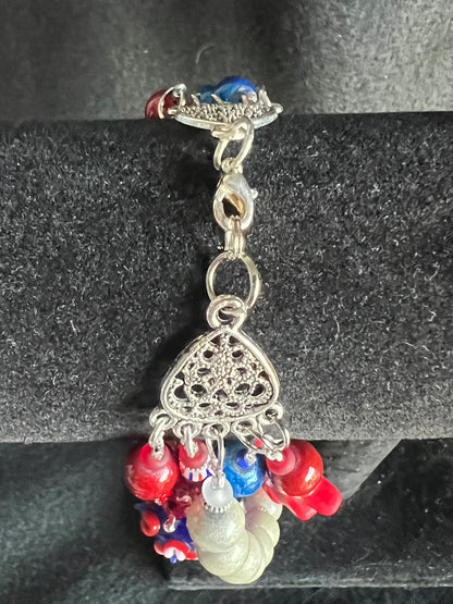 Patriotic Red, White, and Blue Beaded Bracelet Stack
