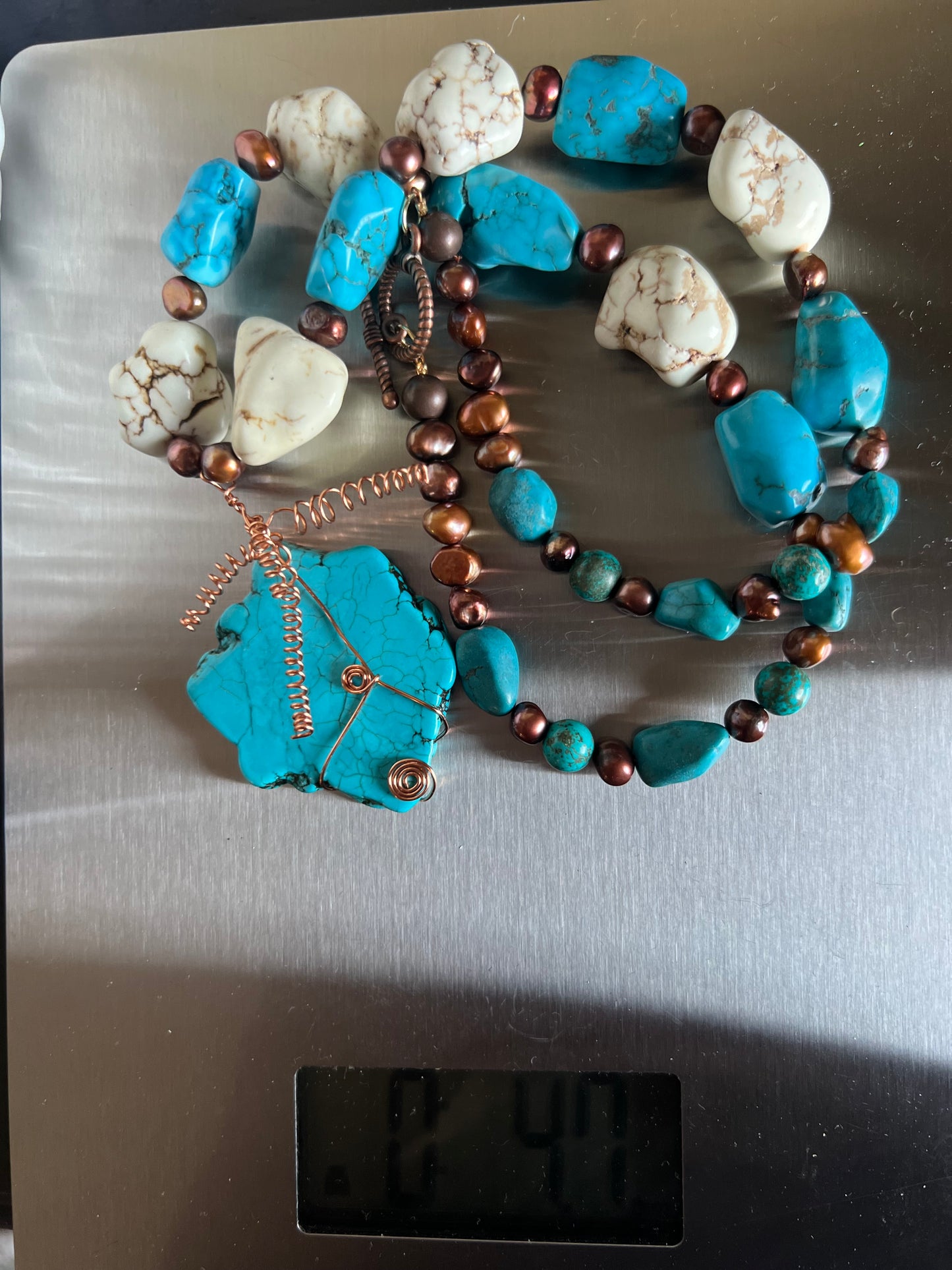 Southwest Blue Turquoise & Copper Necklace
