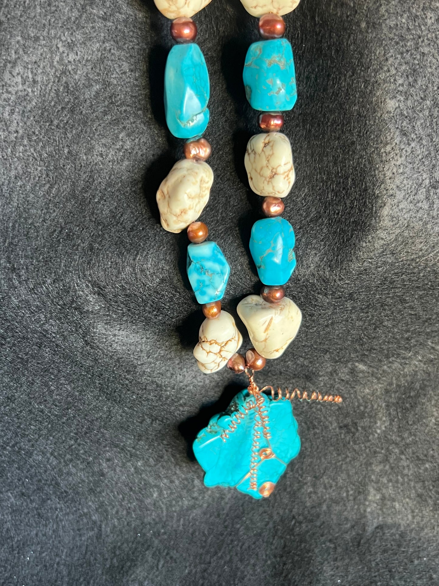 Southwest Blue Turquoise & Copper Necklace