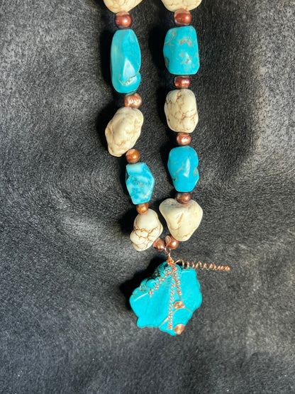 Southwest Blue Turquoise & Copper Necklace