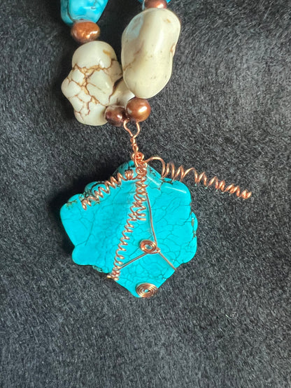 Southwest Blue Turquoise & Copper Necklace