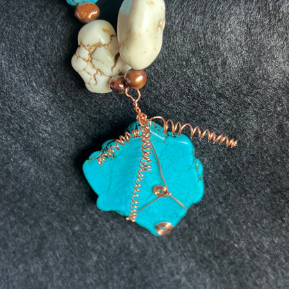 Southwest Blue Turquoise & Copper Necklace