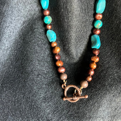 Southwest Blue Turquoise & Copper Necklace