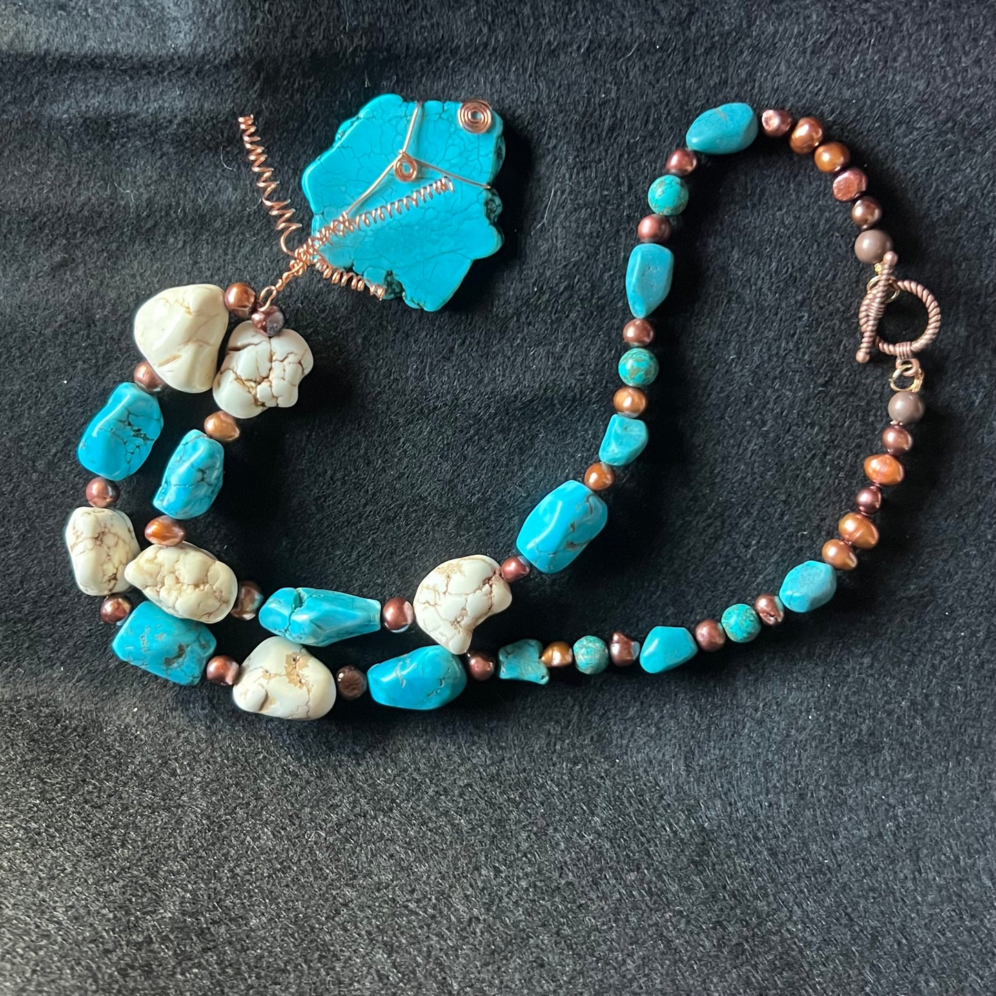 Southwest Blue Turquoise & Copper Necklace