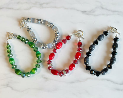 Cat's Eye and Rhinestone Bracelet Collection