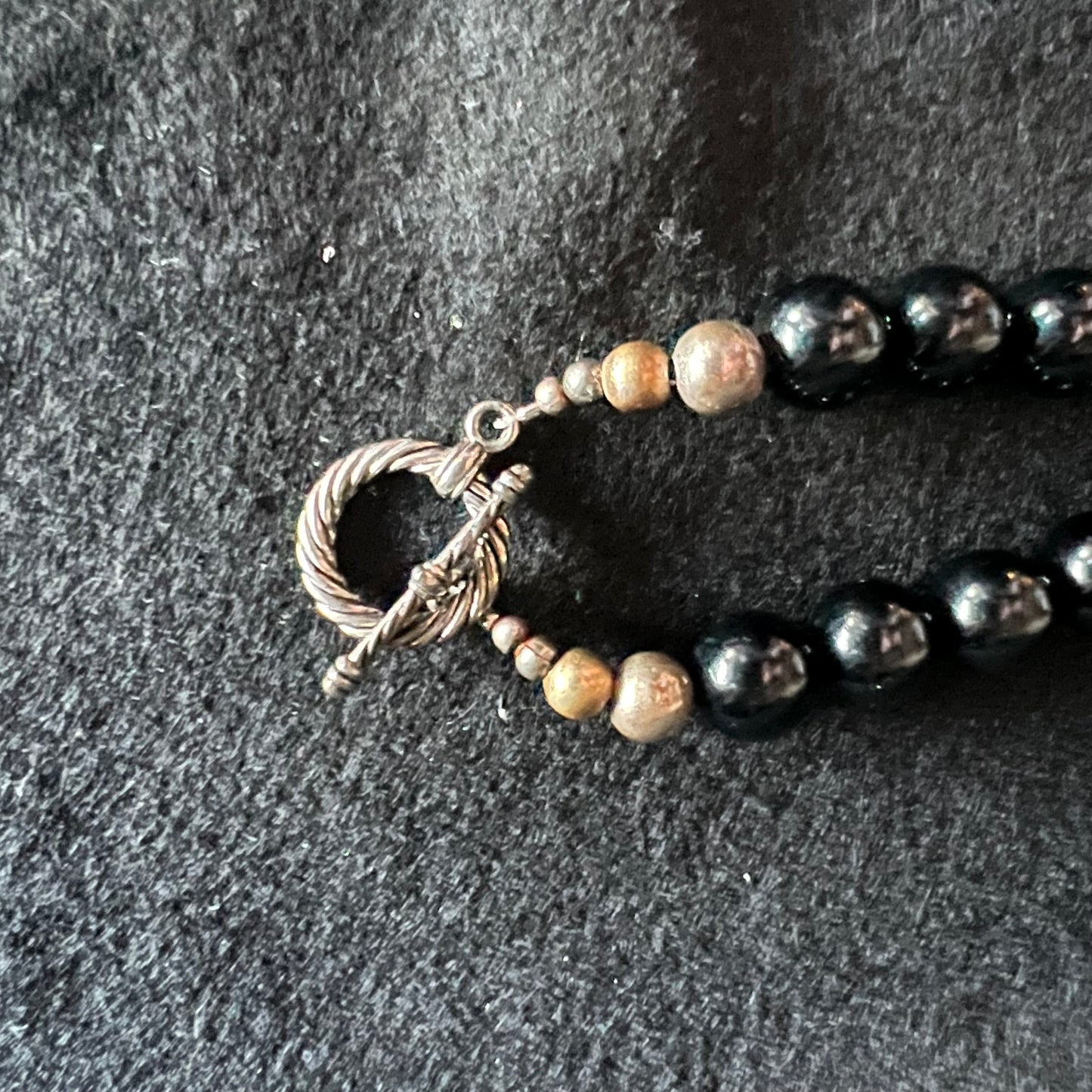 Black Pearl & Red Gems Beaded Necklace