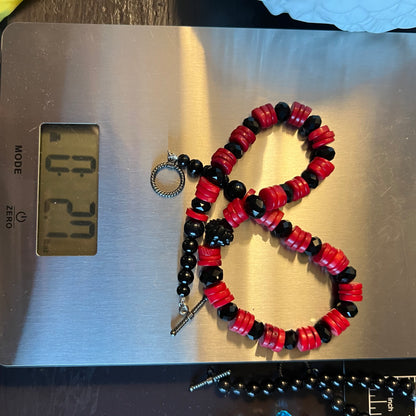 Vintage Red & Black Onyx Necklace