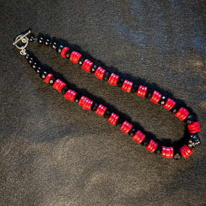 Vintage Red & Black Onyx Necklace
