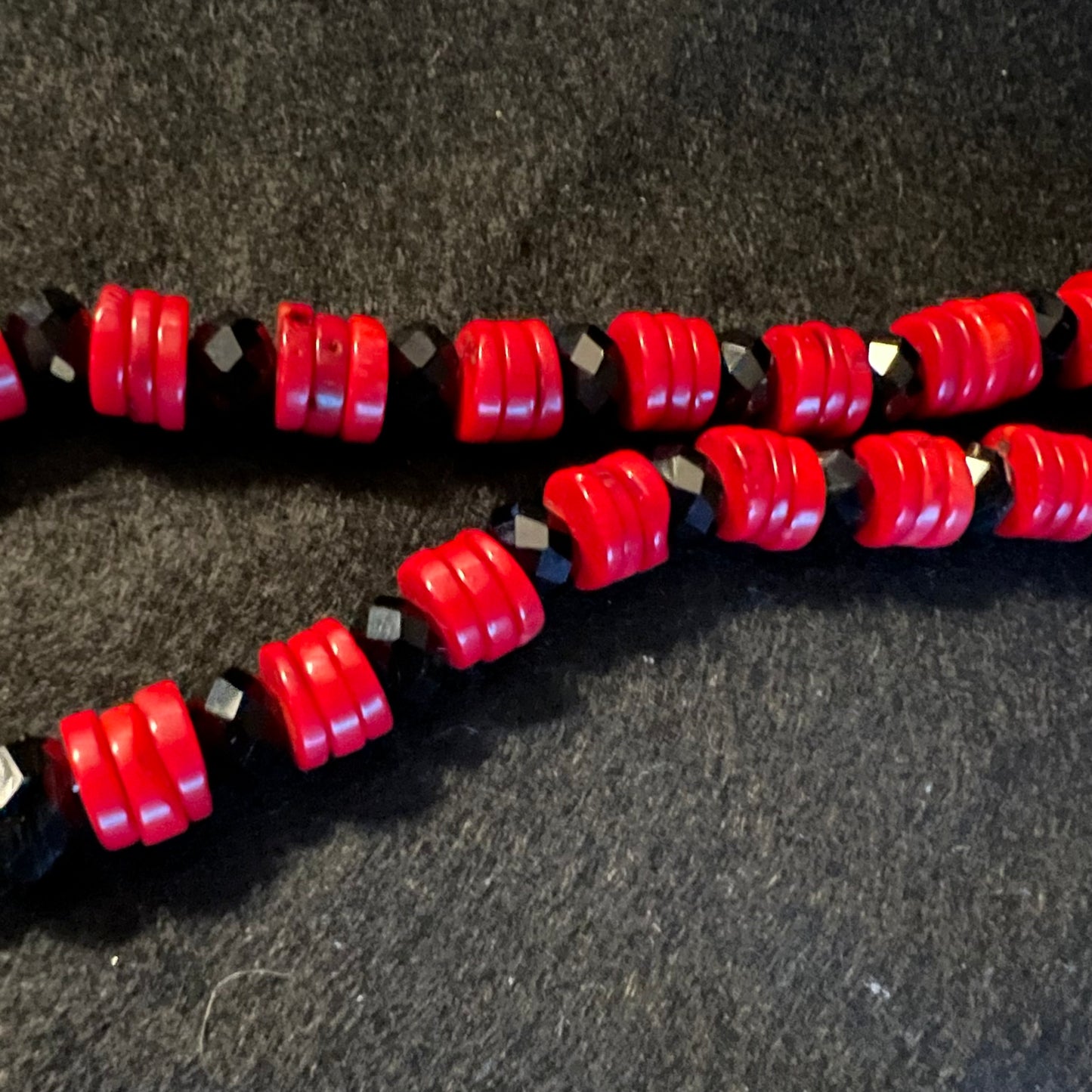 Vintage Red & Black Onyx Necklace