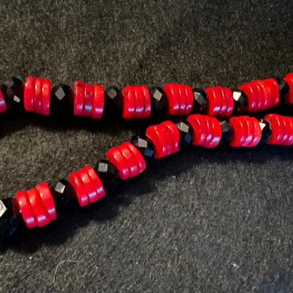 Vintage Red & Black Onyx Necklace