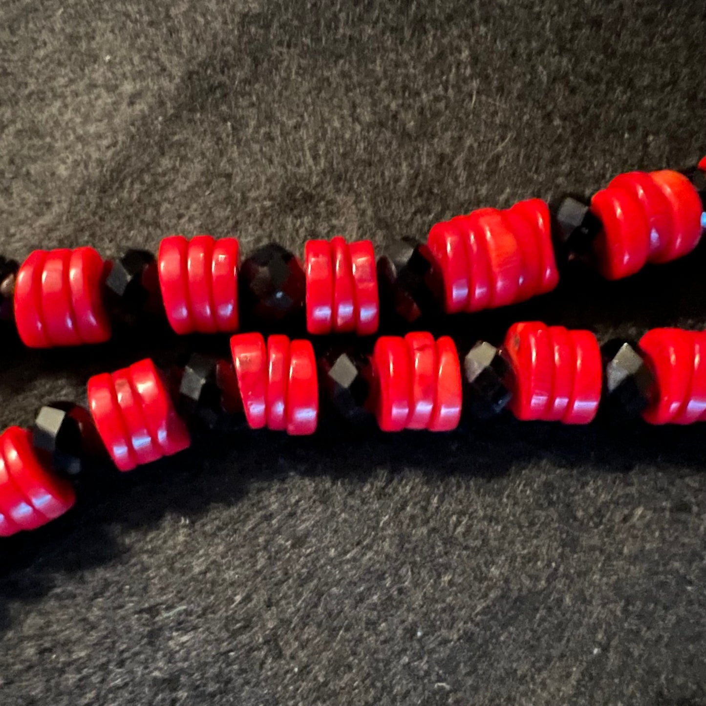 Vintage Red & Black Onyx Necklace