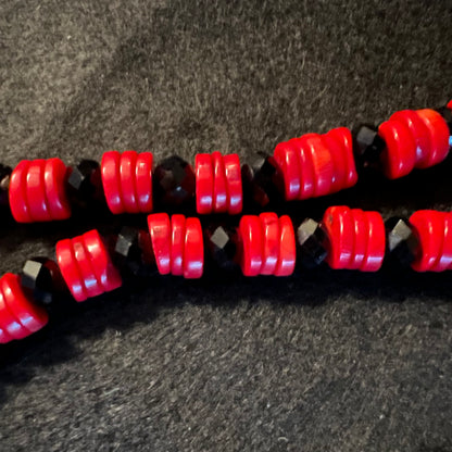Vintage Red & Black Onyx Necklace