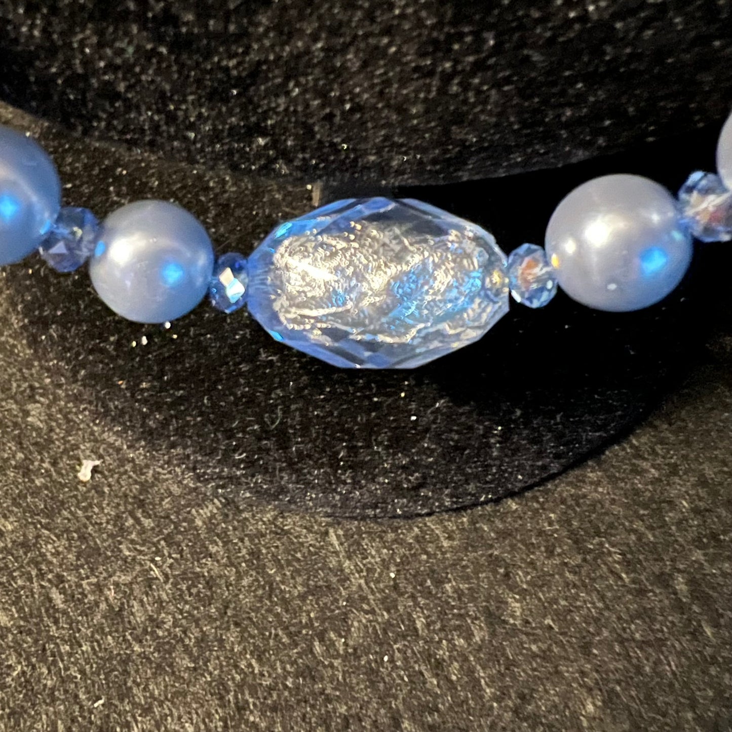 Vintage Blue Pearl Strand with Crystal Accent