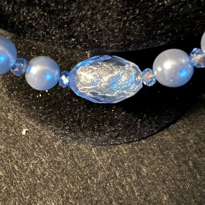 Vintage Blue Pearl Strand with Crystal Accent