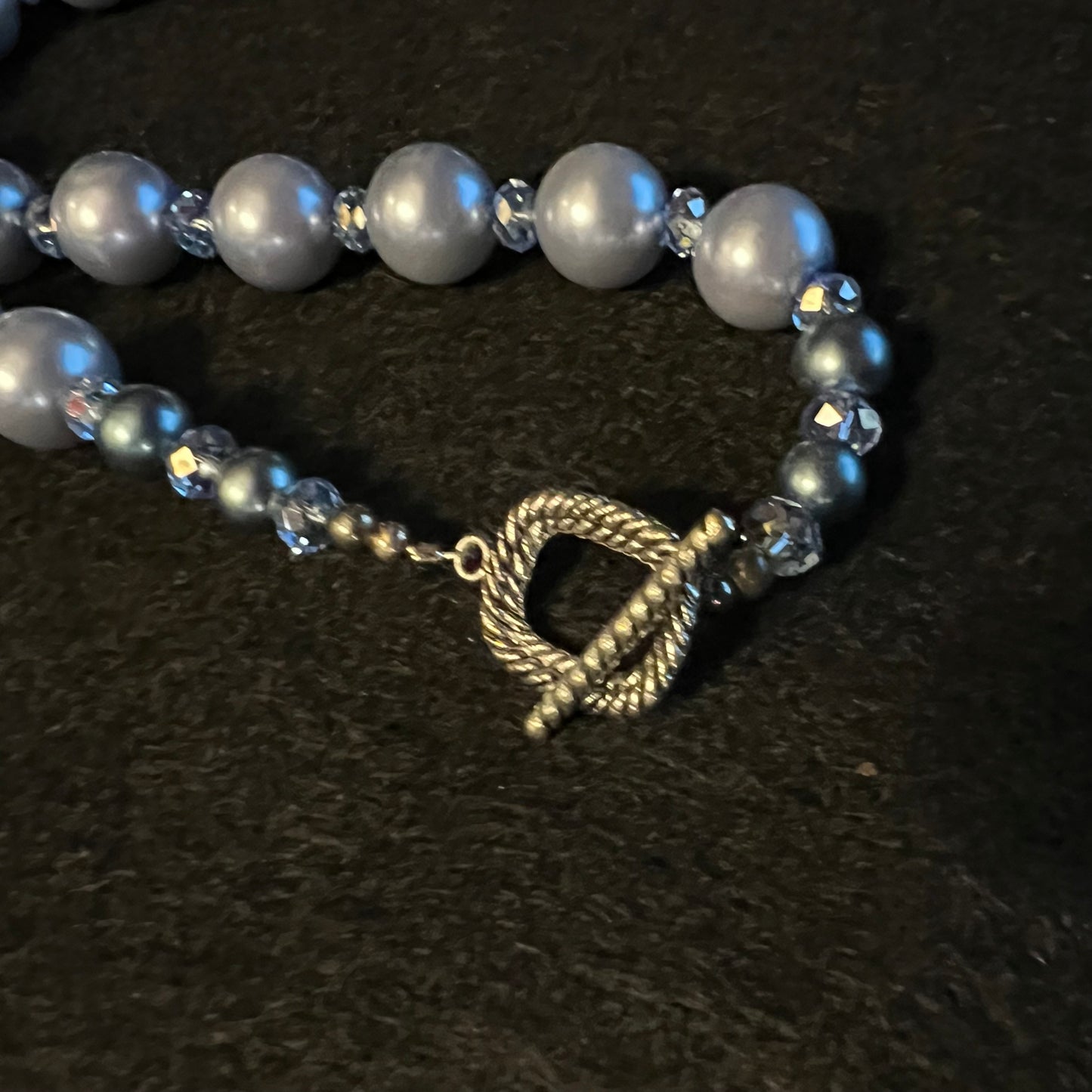 Vintage Blue Pearl Strand with Crystal Accent