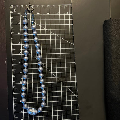 Vintage Blue Pearl Strand with Crystal Accent