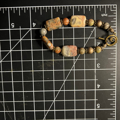 Earth Tone Jasper and Agate Toggle Bracelet