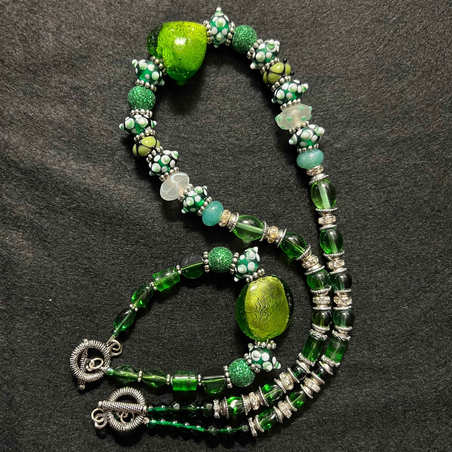 Green Zebra Heart & Glitter Bead Duo (Copy)