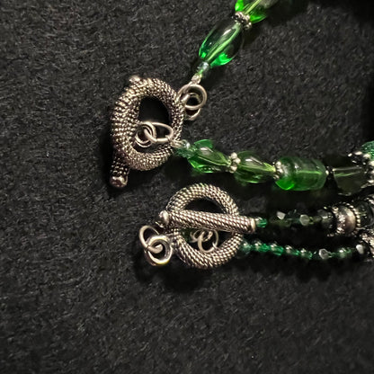 Green Zebra Heart & Glitter Bead Duo