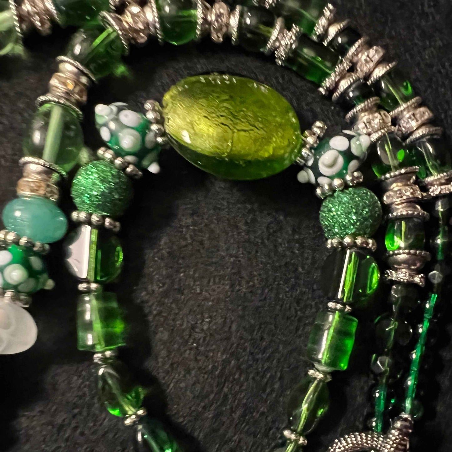 Green Zebra Heart & Glitter Bead Duo (Copy)