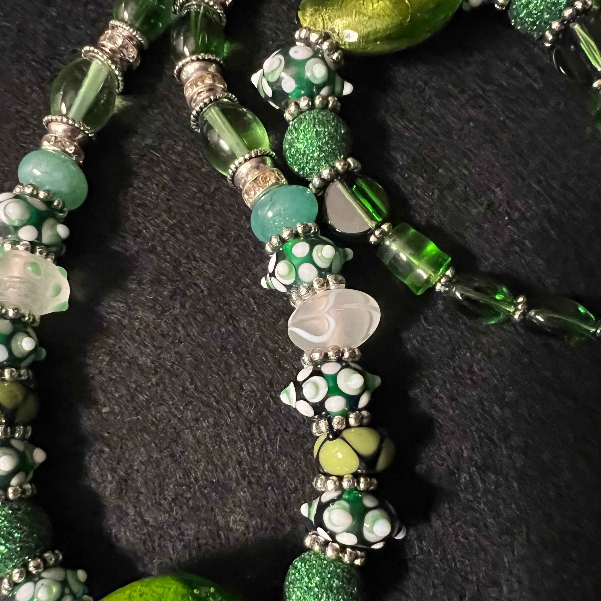 Green Zebra Heart & Glitter Bead Duo (Copy)