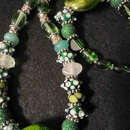 Green Zebra Heart & Glitter Bead Duo (Copy)